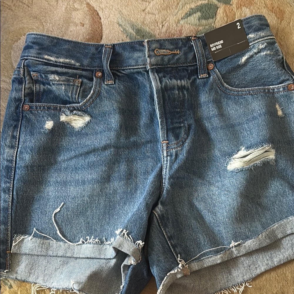 Express Boyfriend Mid Rise Denim Shorts